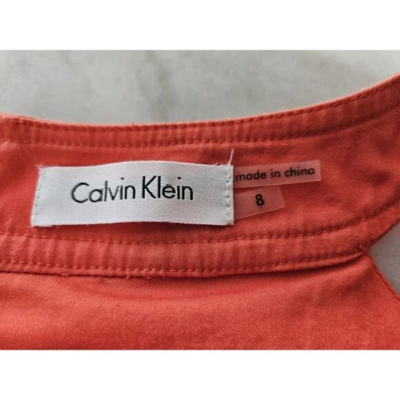 Calvin Klein Asymmetrical Terracotta Dress - Picture 5 of 8